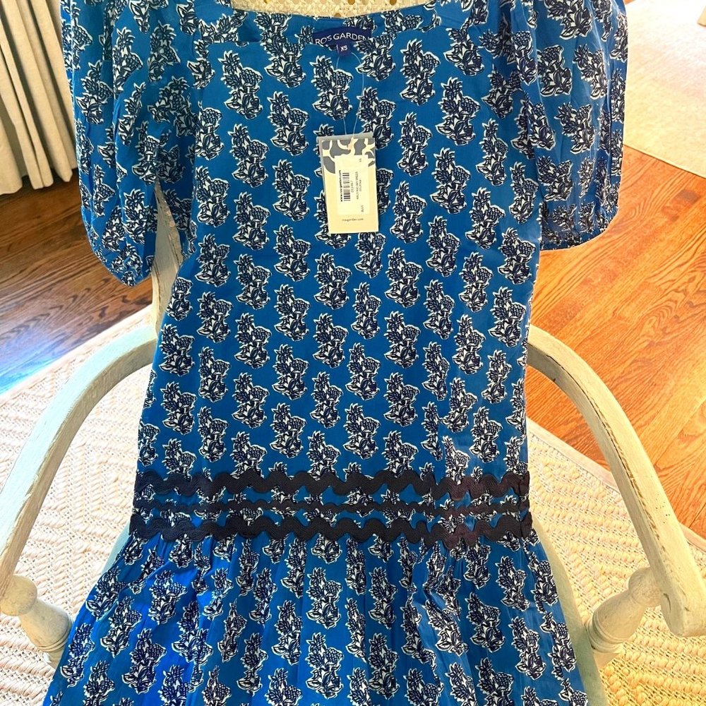 NWT Ros Garden Helsinki Dress in Blue Delfina - XS